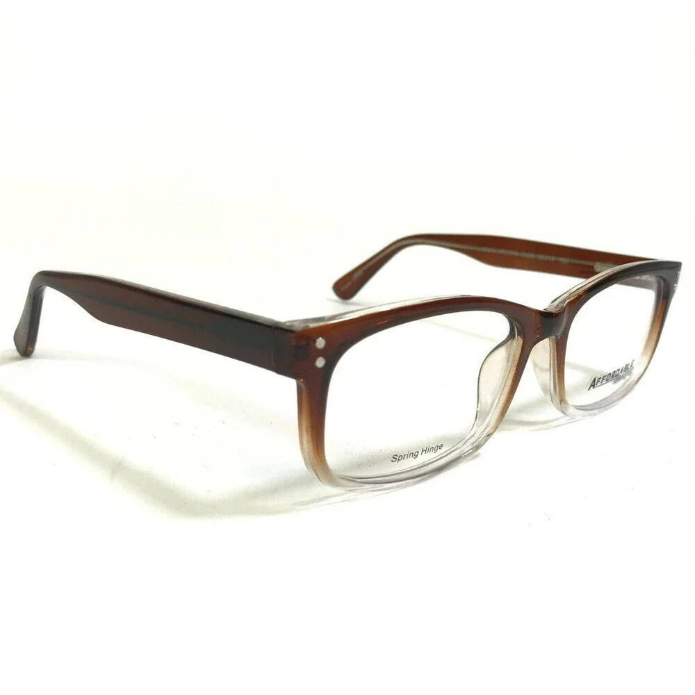 Affordable Designs Eyeglasses Frames FINN BROWN Clear Fade Square 56-18-150